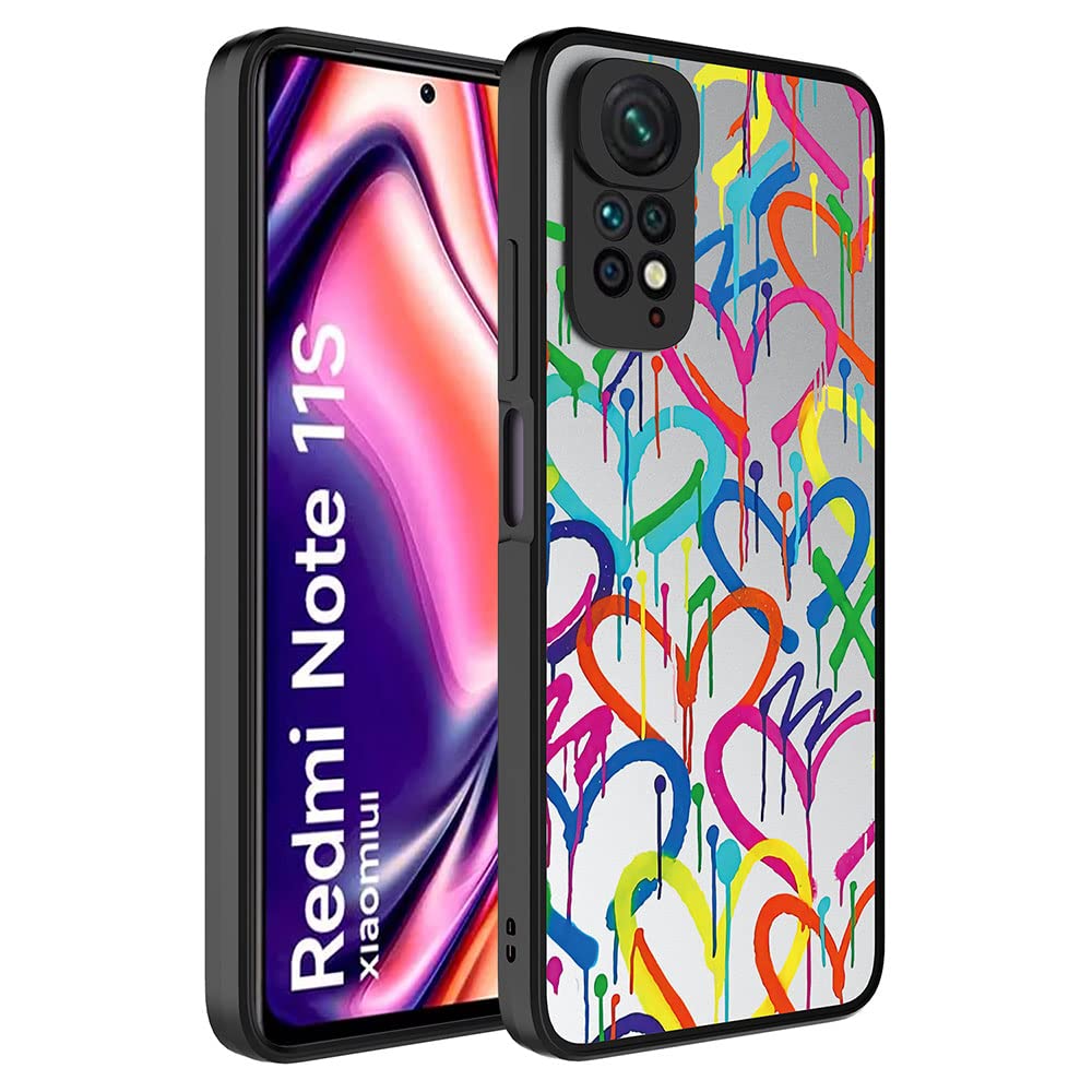 Zore Xioami ile uyumlu Redmi Note 11 Global Kılıf Aynalı Desenli Kamera Korumalı Parlak Mirror Kapak Kalp