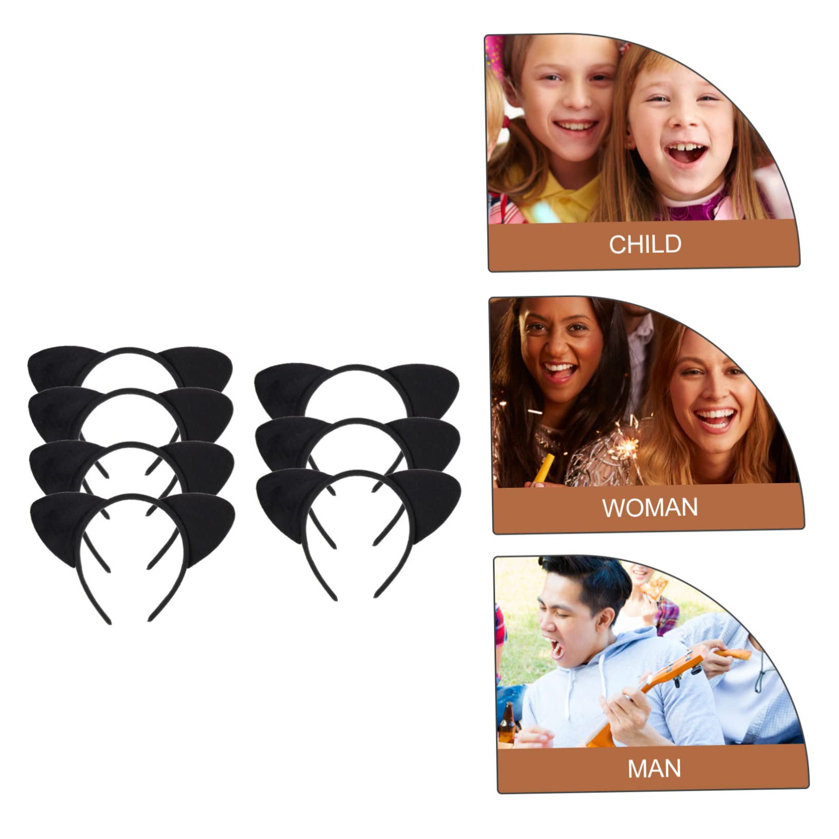 Baluue Lot De 5 Bandeaux À Oreilles De Chat -tête Décoratif Noir Pour Fille Confortable Et Élégant Pour Cosplay Et Fêtes 6 Pièces X 5