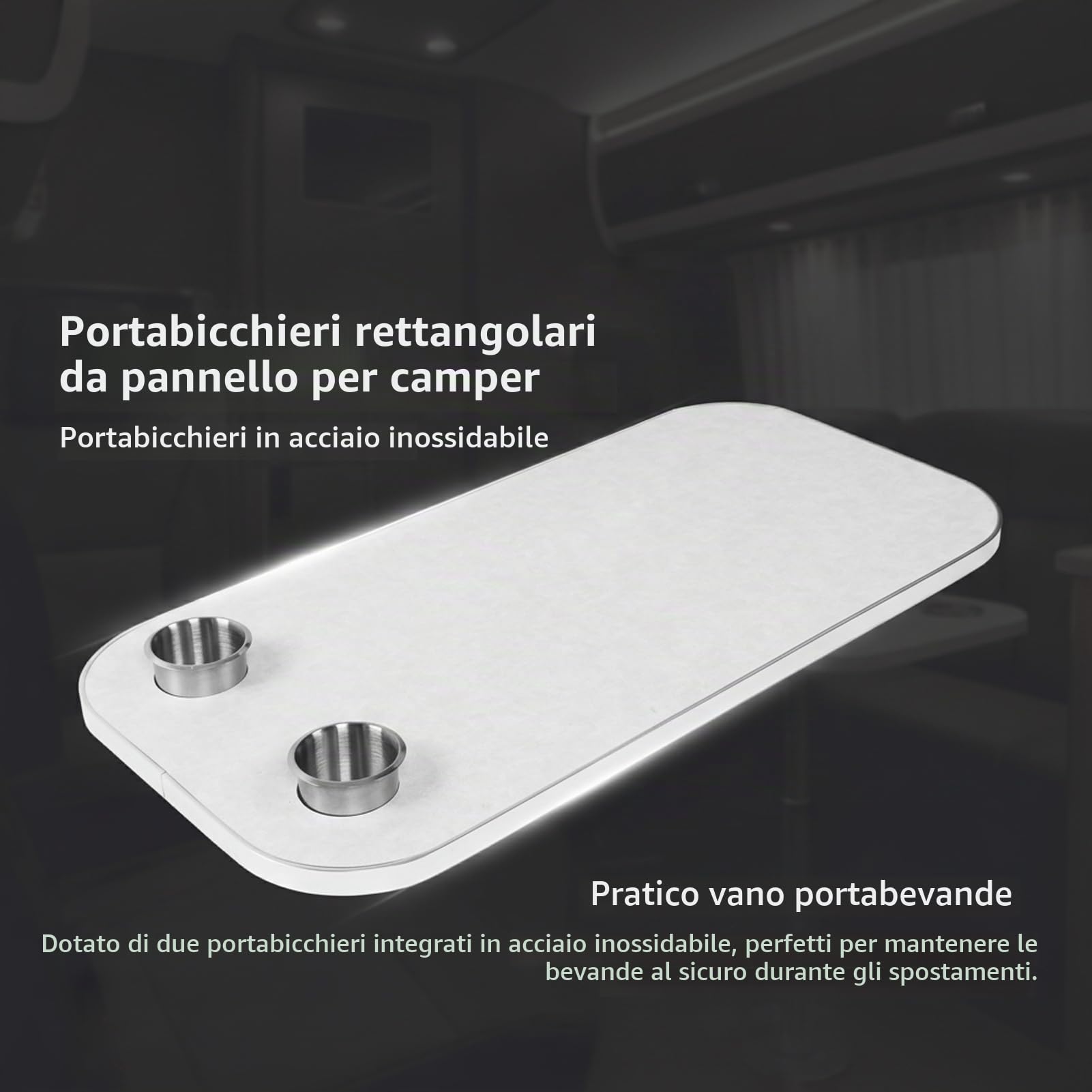Tavolo da barca marittimo, tavolo rimovibile resistente alle intemperie con 2 tazze per Wohnmobile (Bianco)