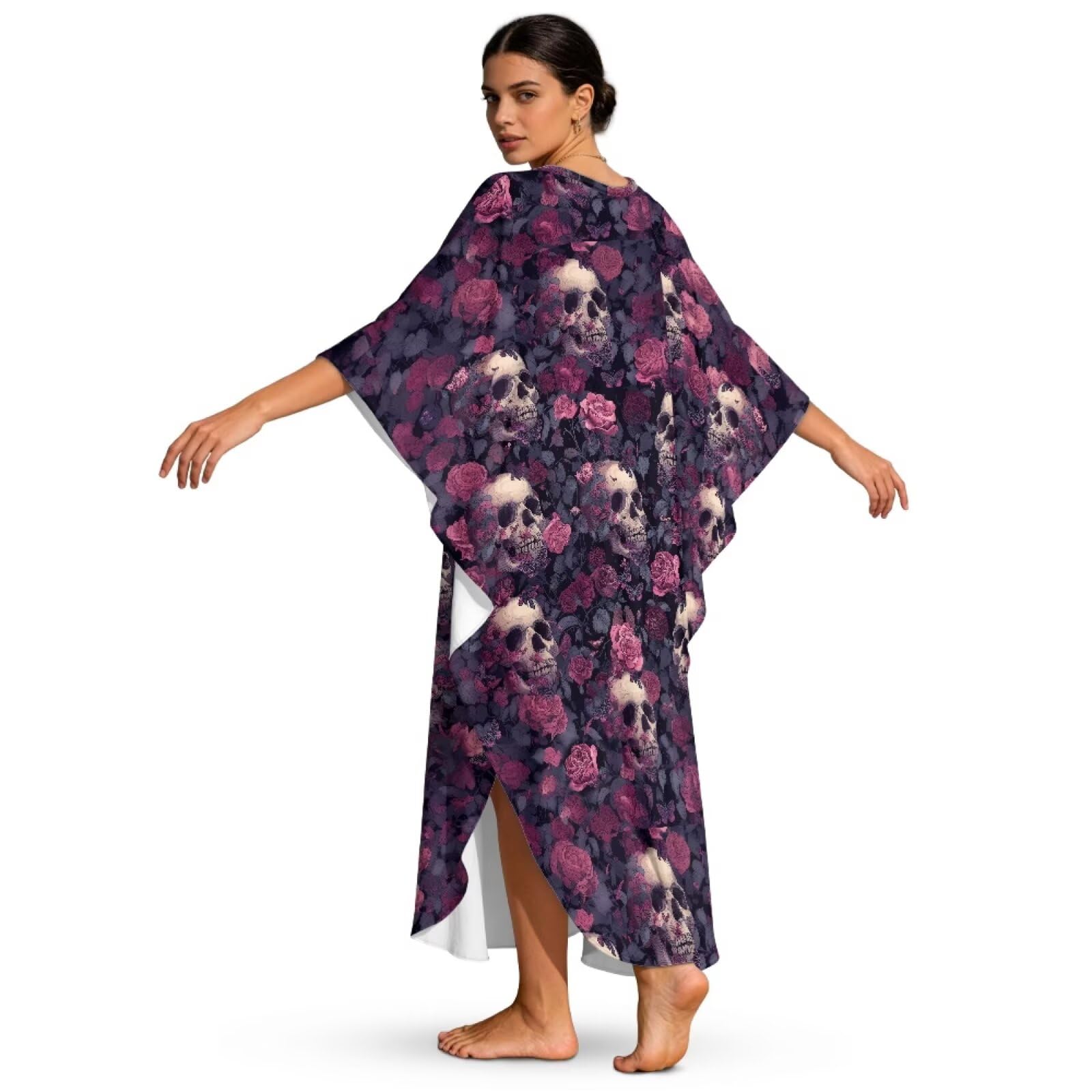 Abito estivo da donna, caftano, copricostume da spiaggia, maniche a pipistrello, maxi abito da spiaggia con scollo a V, taglie forti