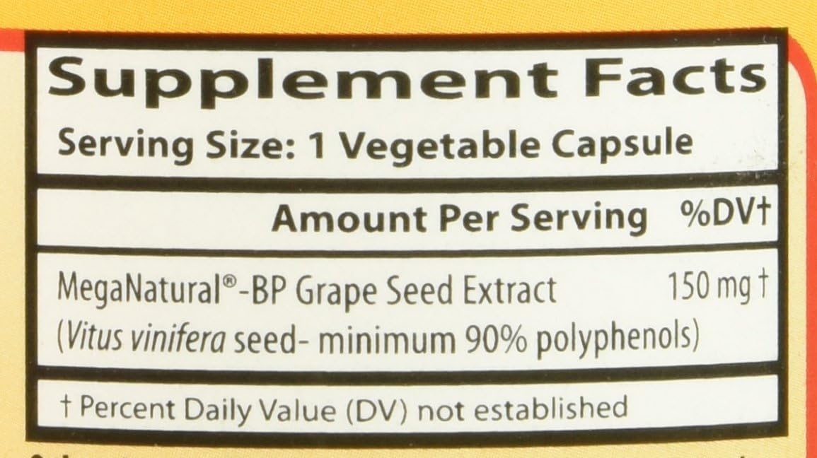 Healthy Origins Mega Natural BP-Grape Seed Extract Multi Vitamins, 150 Mg, 60 Count(Package May Vary) : Health & Household