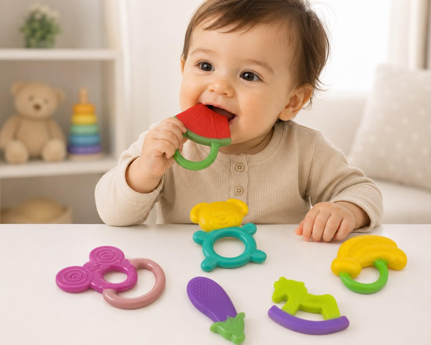 Diwali Baby Gift Set – 2 Pc Baby Silicone Teether for 6 to 12 Months | BPA-Free, Multicolor Teething Toy | Soothes Gums & Encourages Healthy Oral Development-image-18