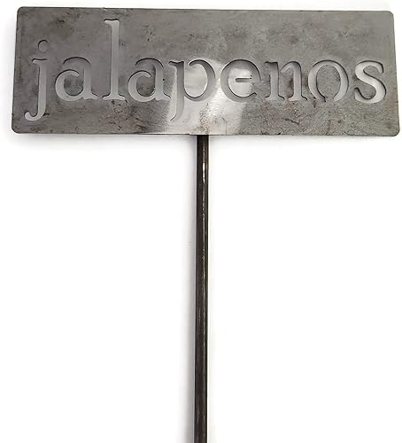Classic Metal Garden Markers 19 Inches Tall (jalapenos, Raw, Unfinished Steel (will rust with time))