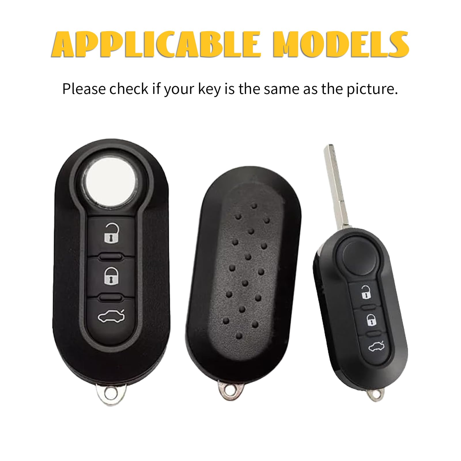 Coque Clé Etui Cles pour Fiat 500 Punto Bravo Panda Lancia Ypslon Abarth Doblo Ducato Idea Linea Ulysse Tipo Voiture Clé à Télécommande Étui avec Porte-clés Couvre Clef Cache Cle,Argent Rose - 2