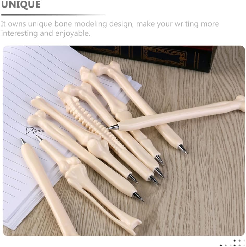 Operitacx 30Pcs Bone Shape Ballpoint Pens, 0.7mm Black Ink Creative Novelty Bone Pens for Doctor Nurses, Halloween School Office Supply