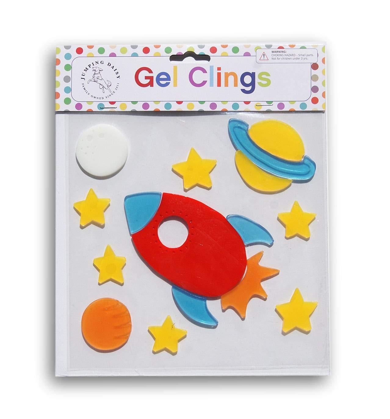 Jumping Daisy Small Decorative Window Gel Clings - Rocket in Space