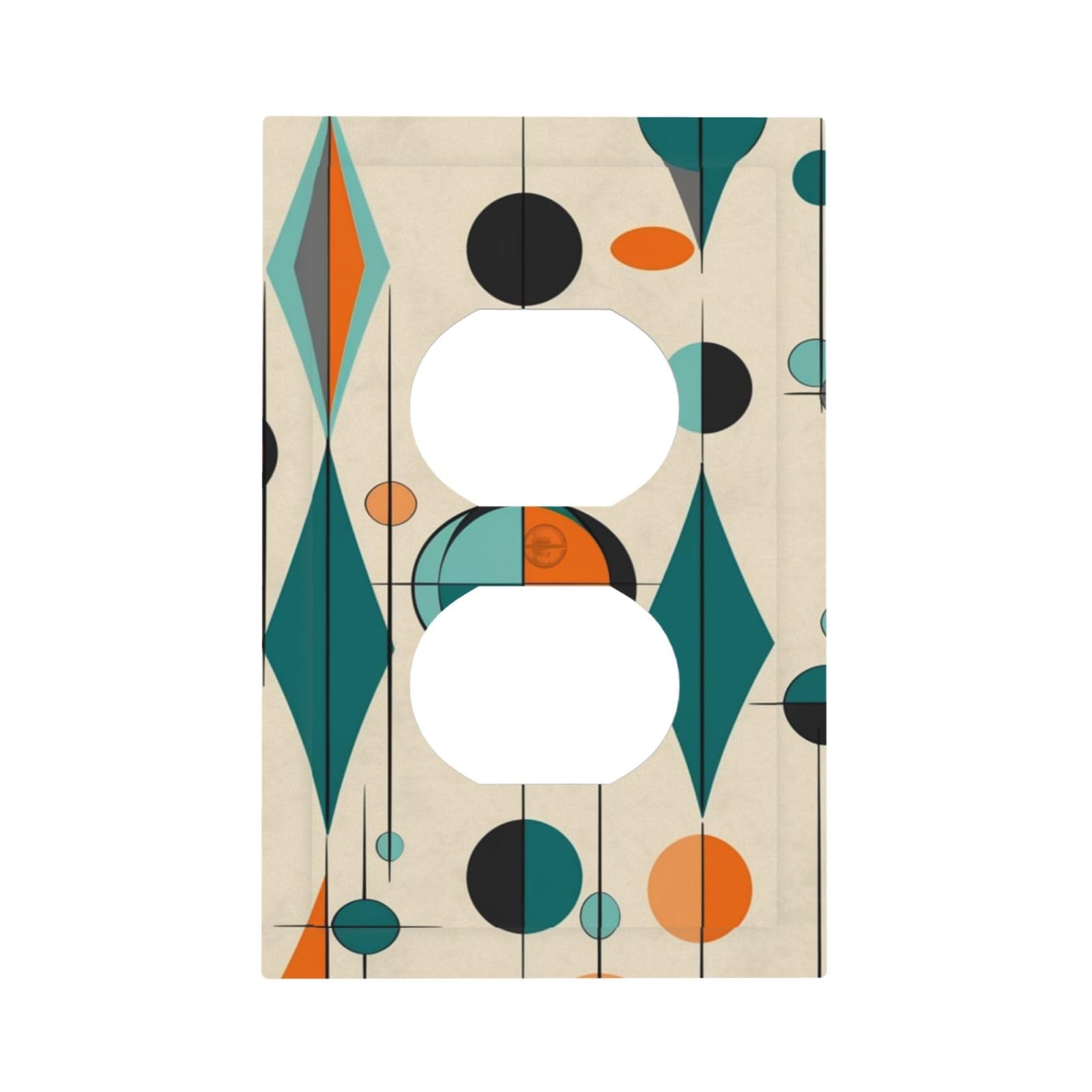 Decorator Wall Plate 1 Gang Light Switch Covers Mid Century Geometric Wallplate Single Toggle Switch Plate Mid Size 5" x 3" Electrical Outlet Covers Decorative Wall Switch Plate Cover Decor