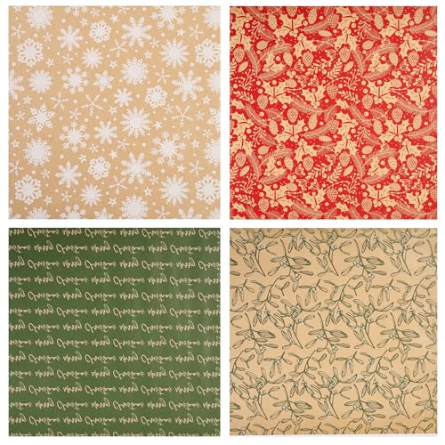 Vintage Recyclable Christmas Wrapping Paper Rolls, 17x120 inch, 4 Rolls - image 7
