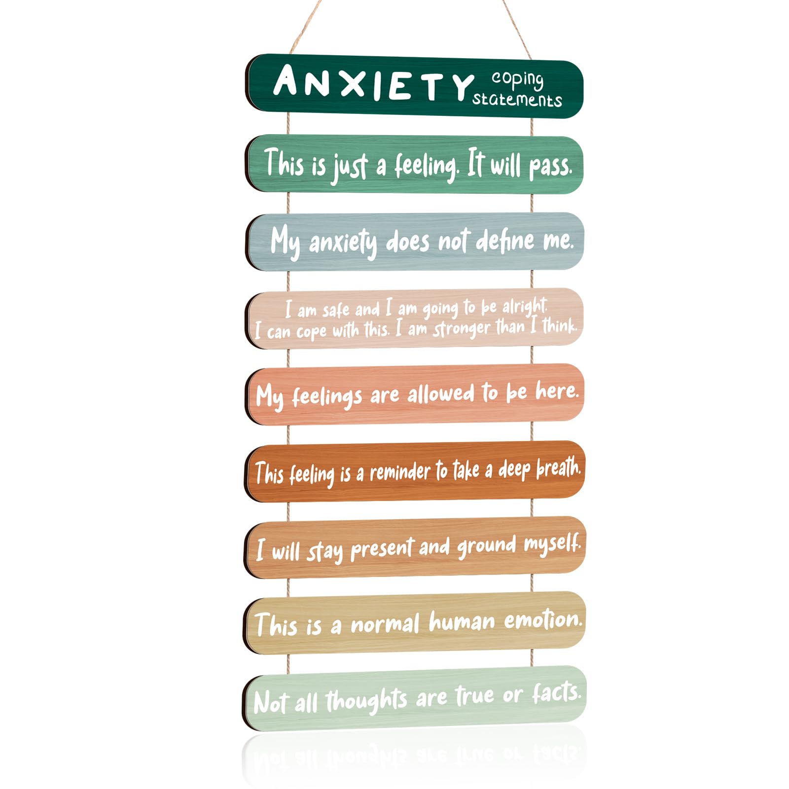 Yookeer Mental Health Reminders Wall Decors Anxiety Coping Statements Wooden Hanging Wall Art Positive Psychology Affirmations Classroom Decor Inspirational Wall Art Decor (Vivid Color)