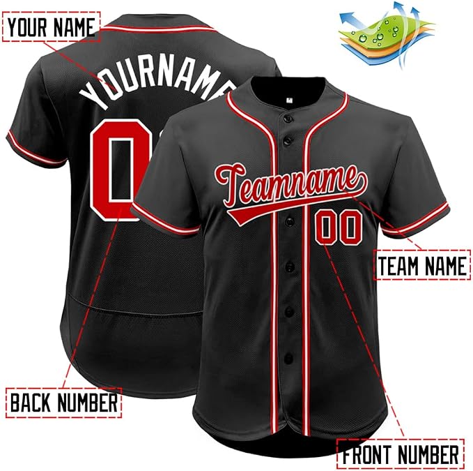 KXK Custom Baseball Jersey Camiseta con Botones Personalizada con Letras y Números Bordados para Hombre/Mujer/Juvenil miniatura 2