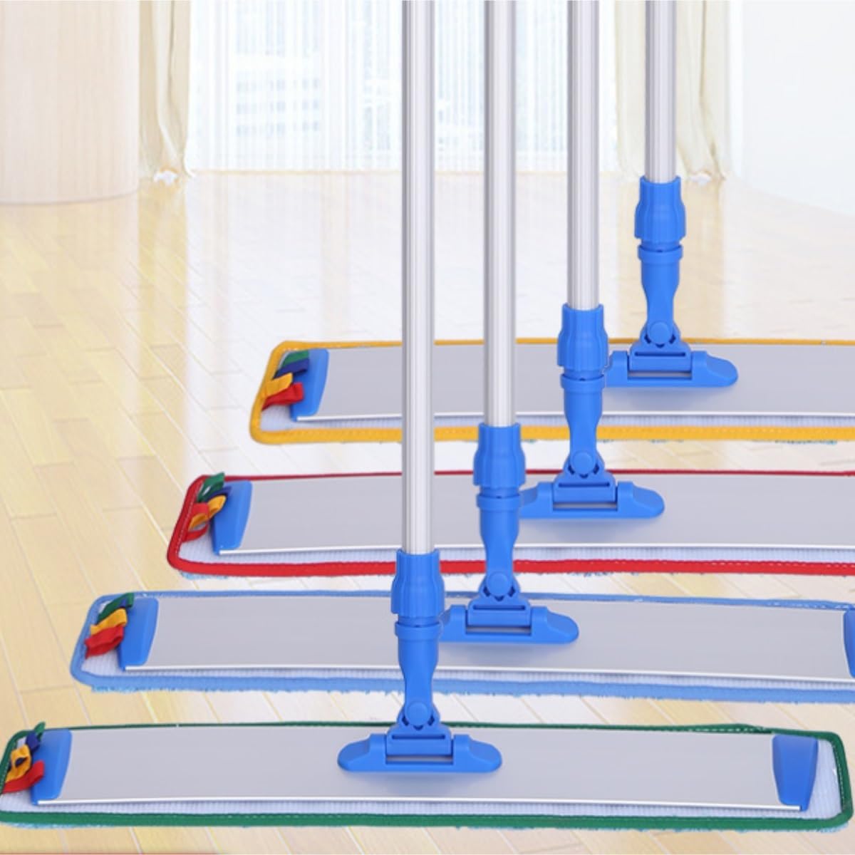 Fregona Herramientas De Limpieza For El Hogar En Hospitales, Trapeador Plano Fibra, For Pisos Baldosas del Limpieza Suelo(Rot,7 3/8)