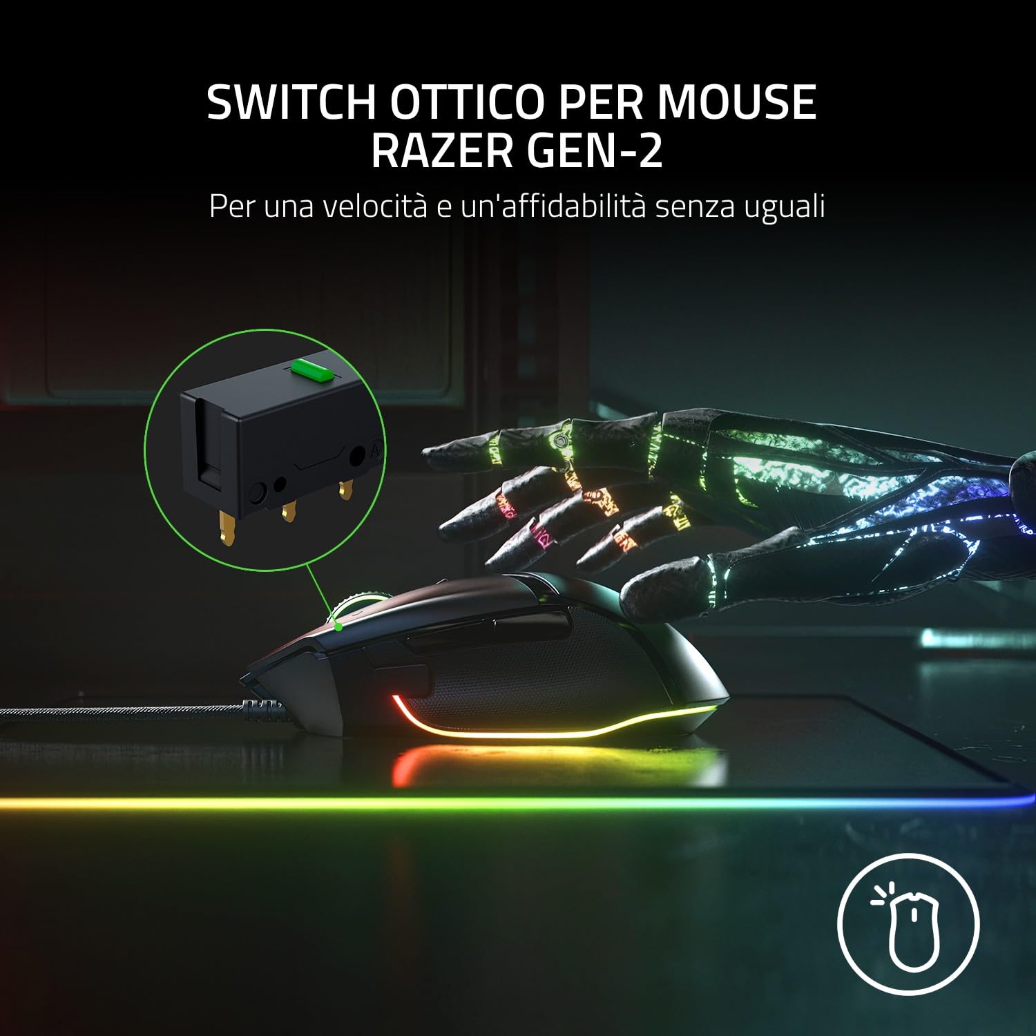 Razer Basilisk V3 Mouse da Gioco Cablato Personalizzabile 26K DPI Nero