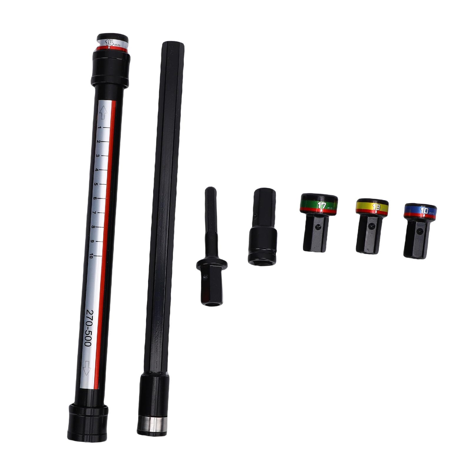 Juego de Llaves de Impacto, Kit de Llaves de Vaso con Vástago Hexagonal, Adaptador de Taladro con Telescópico de 270-500 Mm para Nivelación de Techos, Construcción y Mantenimiento del Hogar