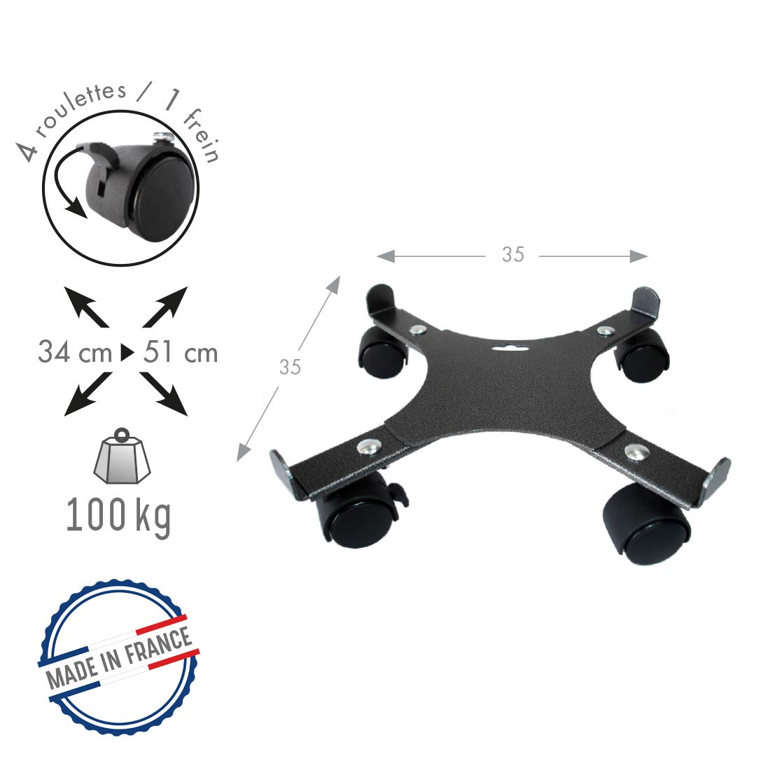 Roule-plante extensible 34-51 cm - Fer vieilli - Made in France