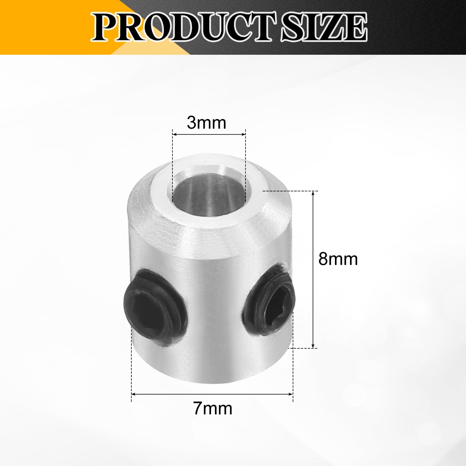 sourcing map Lot de 8 colliers à vis de 3 mm, colliers de serrage en alliage d'aluminium, diamètre extérieur de 7 mm, 8 mm de largeur pour guide d'arbre de tige linéaire