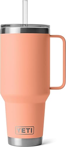 Miniatura 90 de YETI Rambler - Vaso de viaje con asa y tapa con pajilla, de 42 onzas, con aislamiento al vacío con asa, acero inoxidable, color azul ola grande Azul