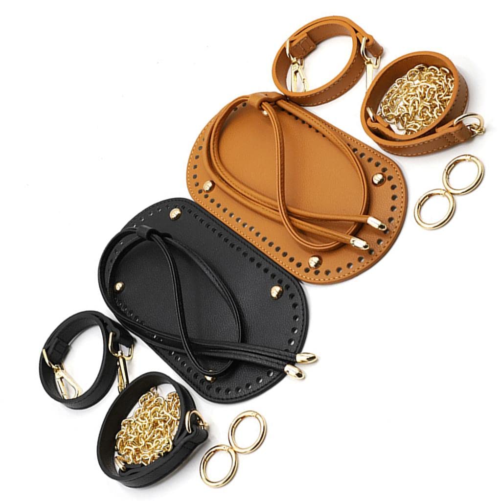 5 Stück DIY Taschen Bastelteile PU Taschenboden Kissen Taschenriemen Zubehör mit Rundem Und Kordelzug für Handarbeit Basteln Werkstatt