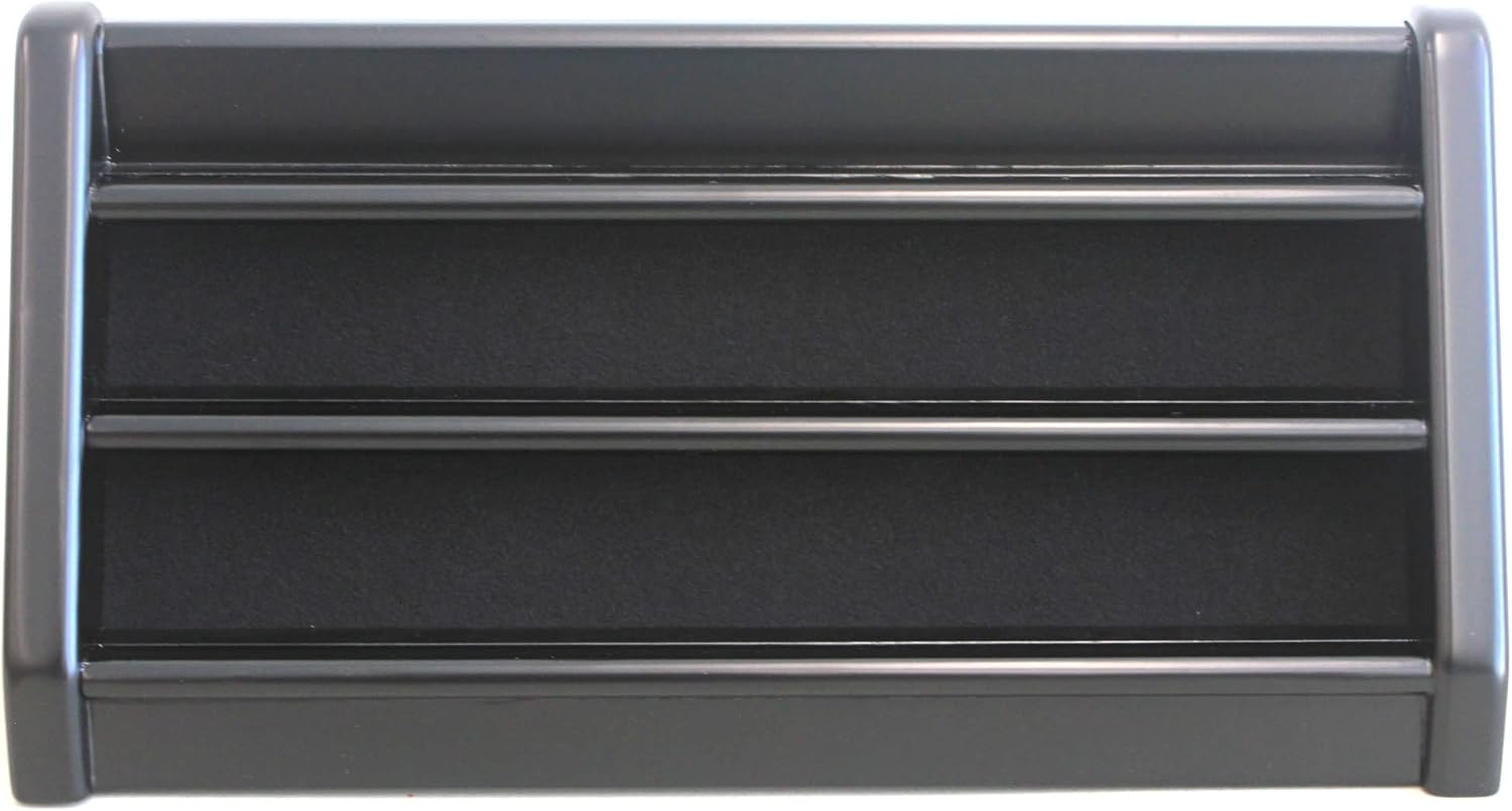3 Rows Military Challenge Coin Holder Display Stand Rack Shelves, Solid Wood Display Case (Black Finish)