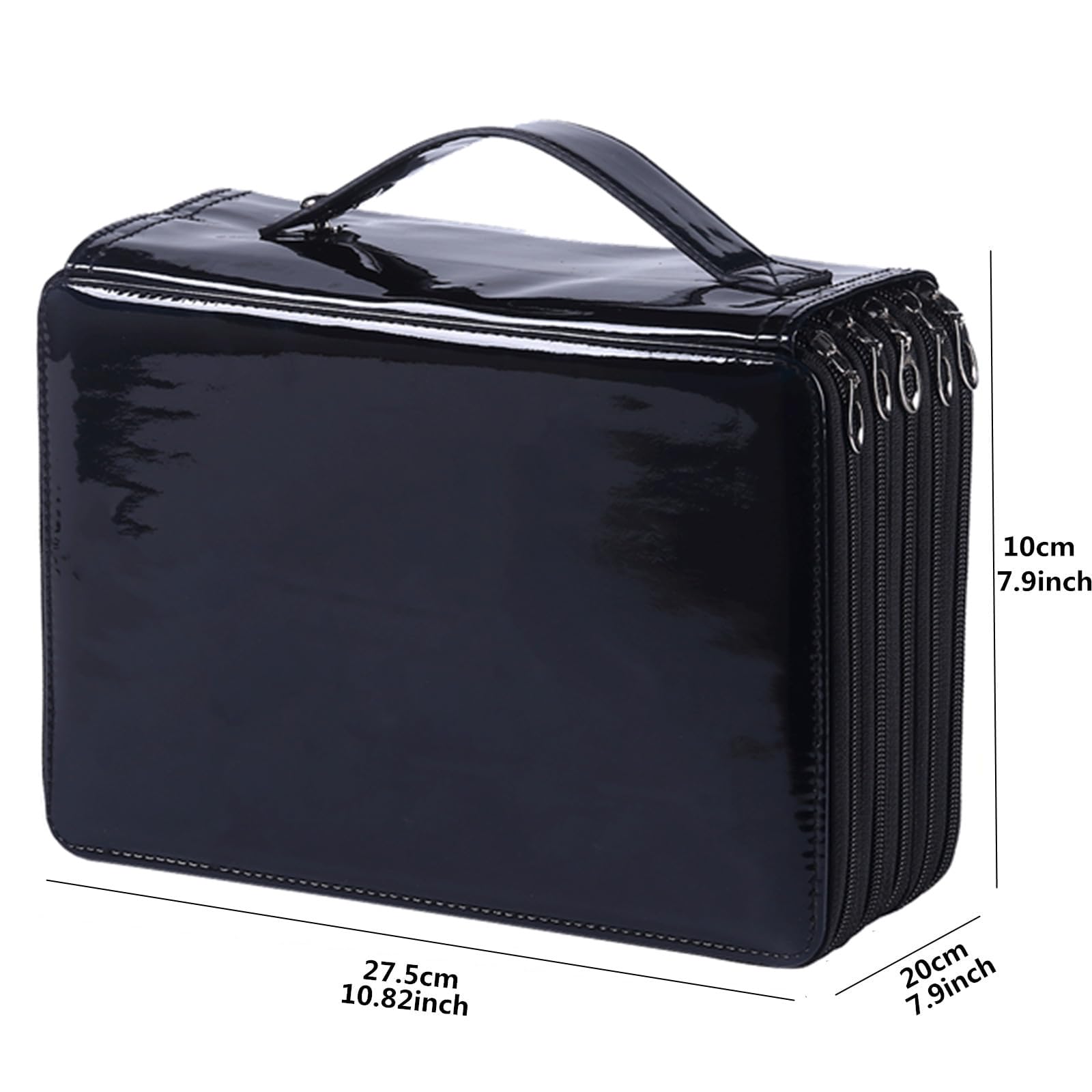 Shulaner Astuccio colorato con 250 scomparti con chiusura a cerniera, impermeabile, in pelle PU, organizer per penne, organizer per artisti (nero)