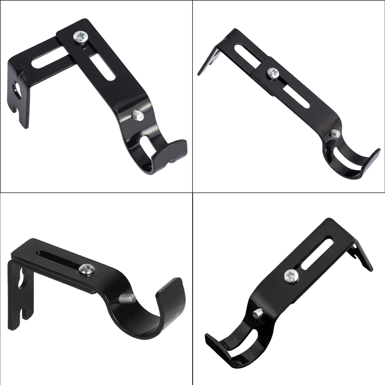 4 Aste Per Tende Regolabili - MetallO, Nero, 88-115mm, Con Viti, Per Interni - Foto 13