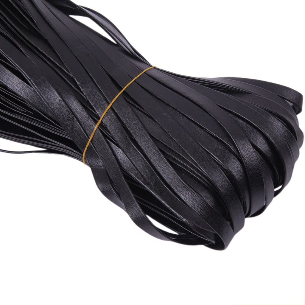 Cordoncino per gioielli in pelle, Corda in PU da 4/5/6/8/10/12/15/20 mm for braccialetti di collane fai te che realizzano corde piatte marrone nero 1 PZ | Nero, 20 5 m | Black,5mm 5m