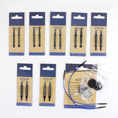 Miniatura 6 de Yarn Ave Knit Pro Denim - Mini agujas circulares intercambiables de madera de abedul, agujas cortas de madera de abedul de 2.0 in para tejer mangas,