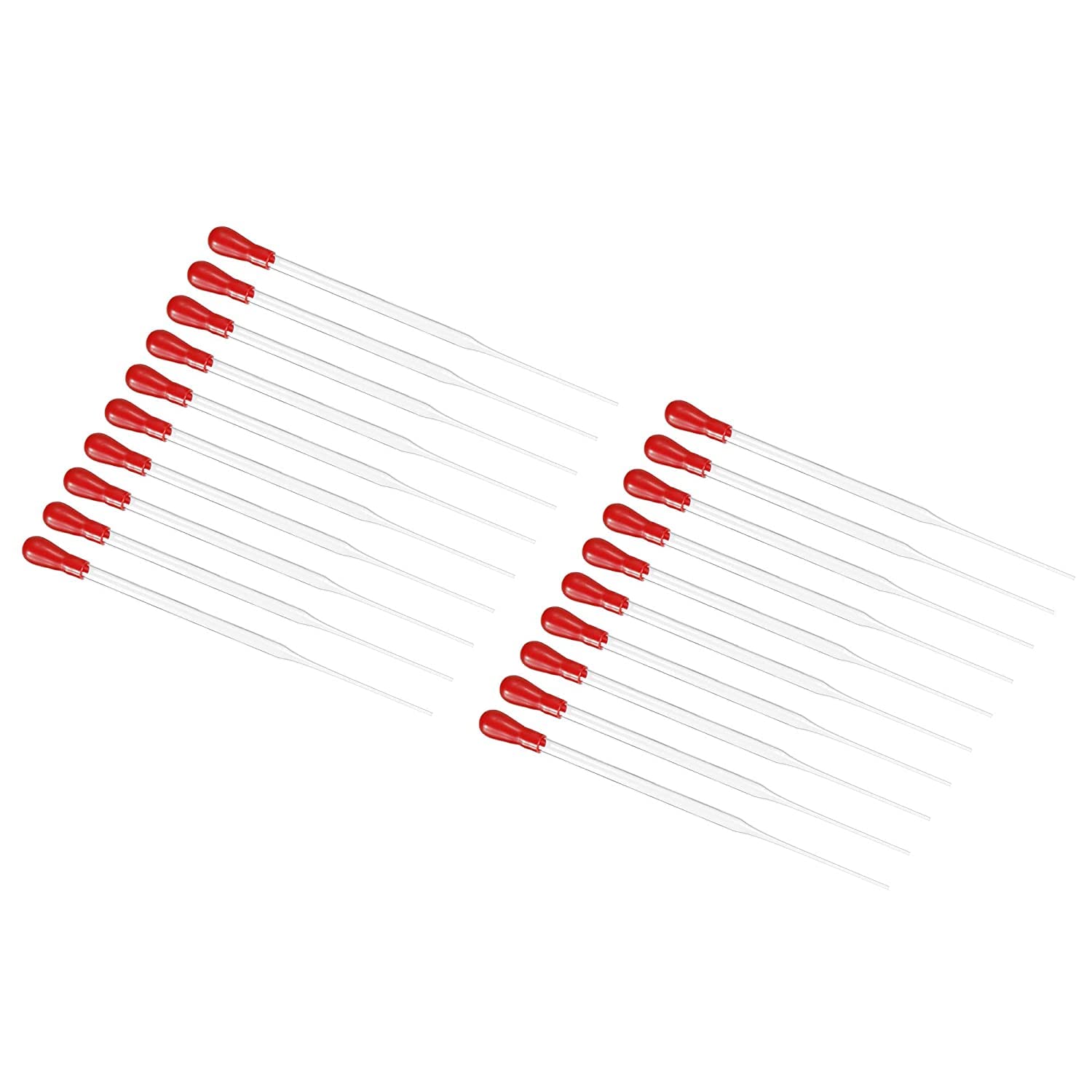 Salco Dropper Pipettes, 20pcs Non-Graduated Reusable Glass Pipette with Rubber Cap for Transfer Liquid for Laboratory, Chemistry, Clear (5.91")