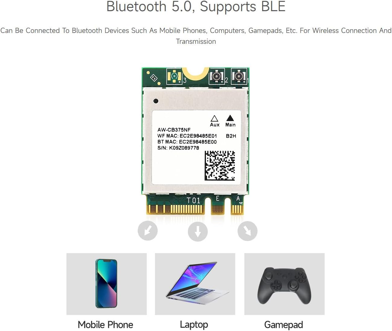 Bluetooth 5.0 Supports BLE
