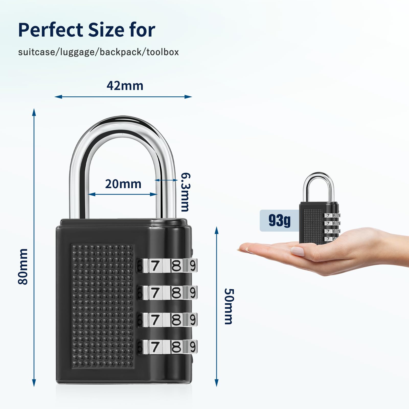 Oderra 4 Digit Locker Padlock, Padlock, Combination Padlock, Applicable to Secure, Locks for Locker School, Gym, Garage, Gate - Image 3