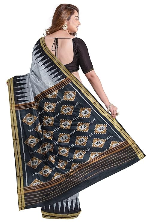 Image of Handmade Pure Bomkai Silk Saree Khandua Natural Silk Ikkat Saree For Women /Ethnic Wear /Traditonal Saree /Handloom Saree With Regular Fit Blouse Piece