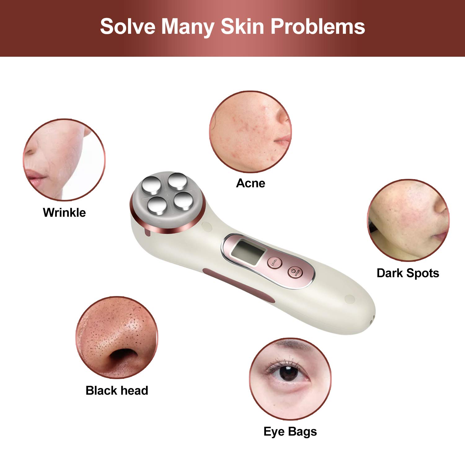 High Frequency Facial Machine 5 in 1 Facial Massager Micro-Current Recharable Facial Frequency Device