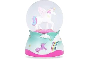 Elanze Designs Glitzy Globe's: Rainbow Unicorn Musical Glitter Snow Globe Tabletop Decoration