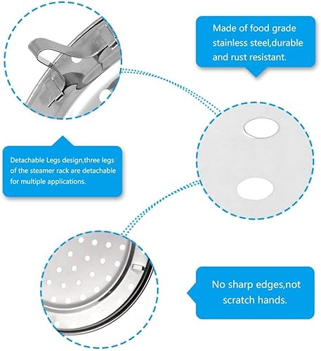Miniatura 3 de Paquete de 2 recipientes a presión de 9-14 pulgadas de acero inoxidable para conservas de alimentos, alambre cruzado con patas desmontables para