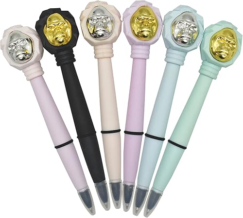 Miniatura 6 de 6 bolígrafos divertidos de orangután, bolígrafos de gorila, bolígrafos de mono, bolígrafos King Kong novedosos de animales con 6 bolígrafos faciales