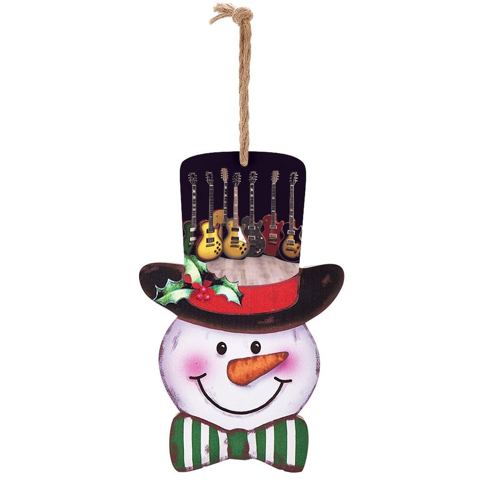 Guitar Collection Snowman Decor Christmas Snowmans Hanging Decors Wooden Exquisite Holiday Decoration Sign for Home Window Wall Farmhouse Indoor Outdoo