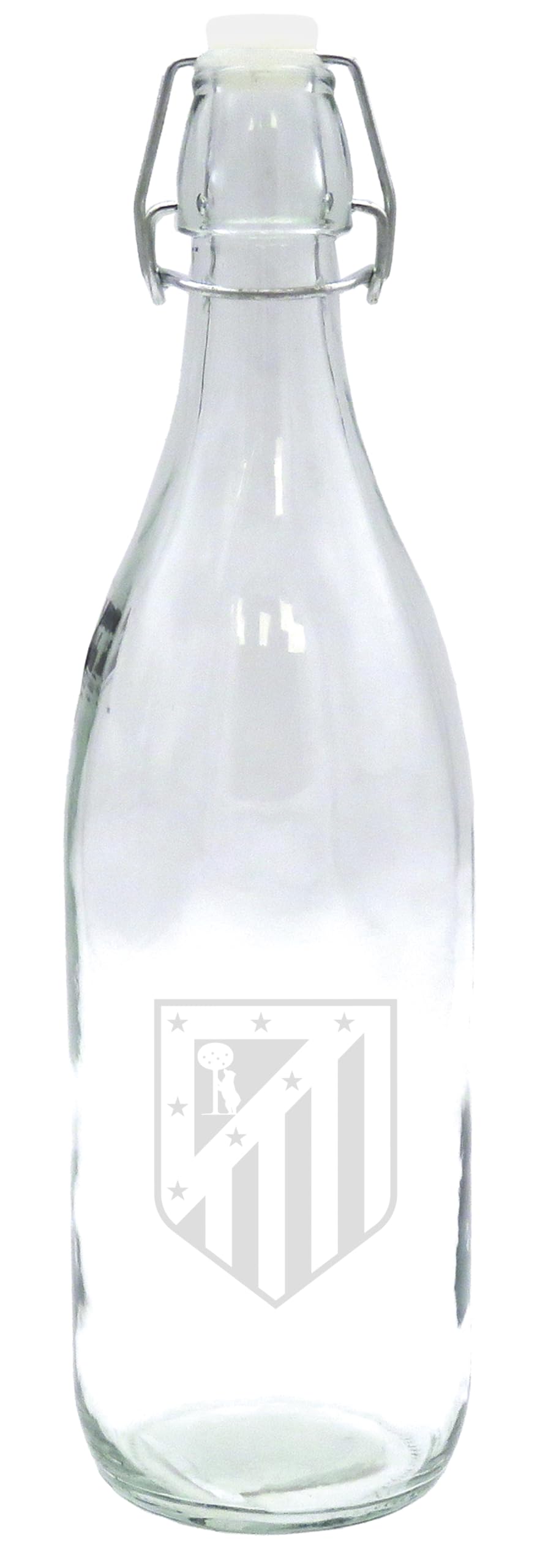 CYPBRANDS Atlético de Madrid, Botella de Agua, Botella de Vidrio, Capacidad 1 L, Transparente, Escudo Atlético de Madrid, Producto Oficial
