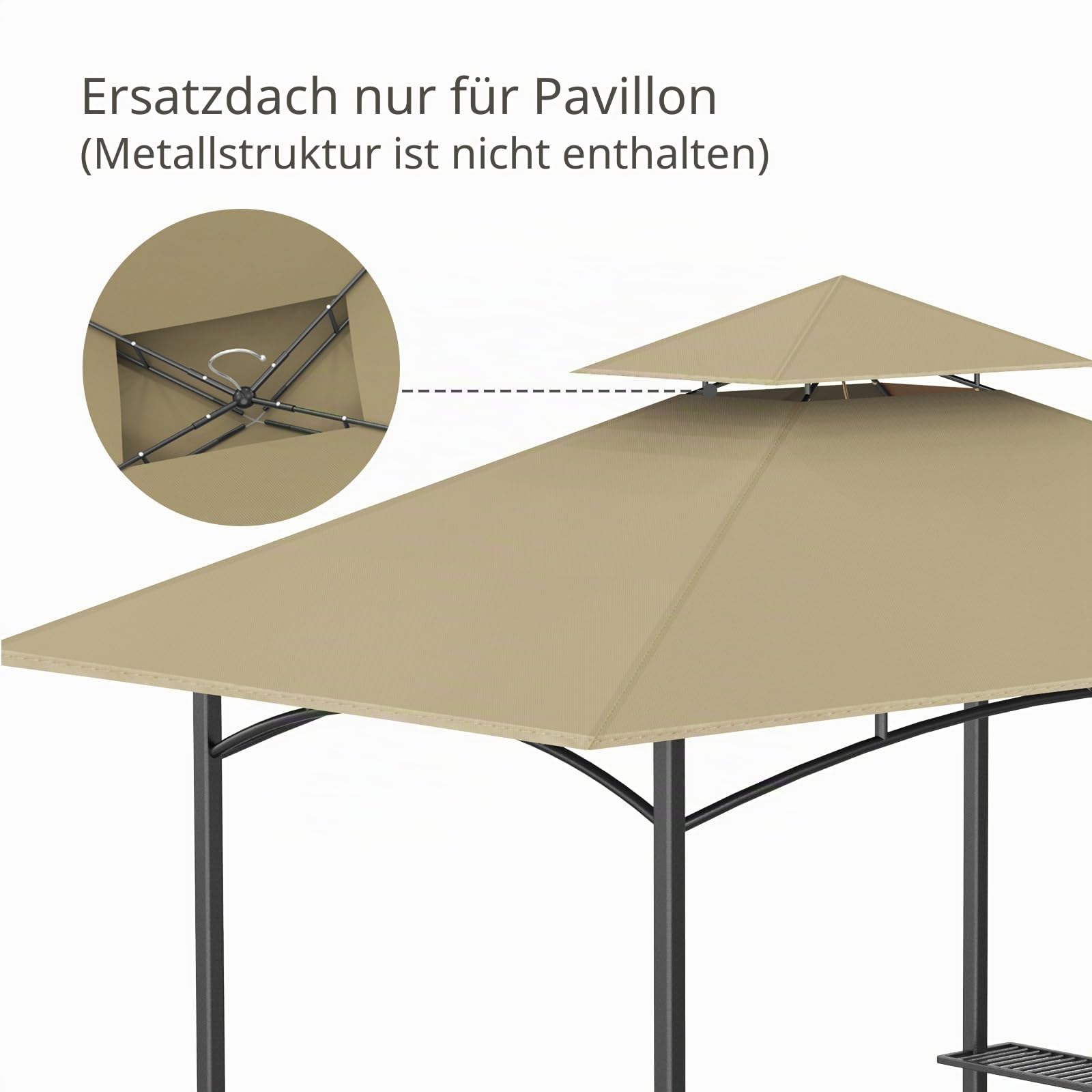 Grillpavillon Ersatzdach 1,5 m x 2,4 m wasserdicht doppelstöckig passend für Modell L-GG001PST-F