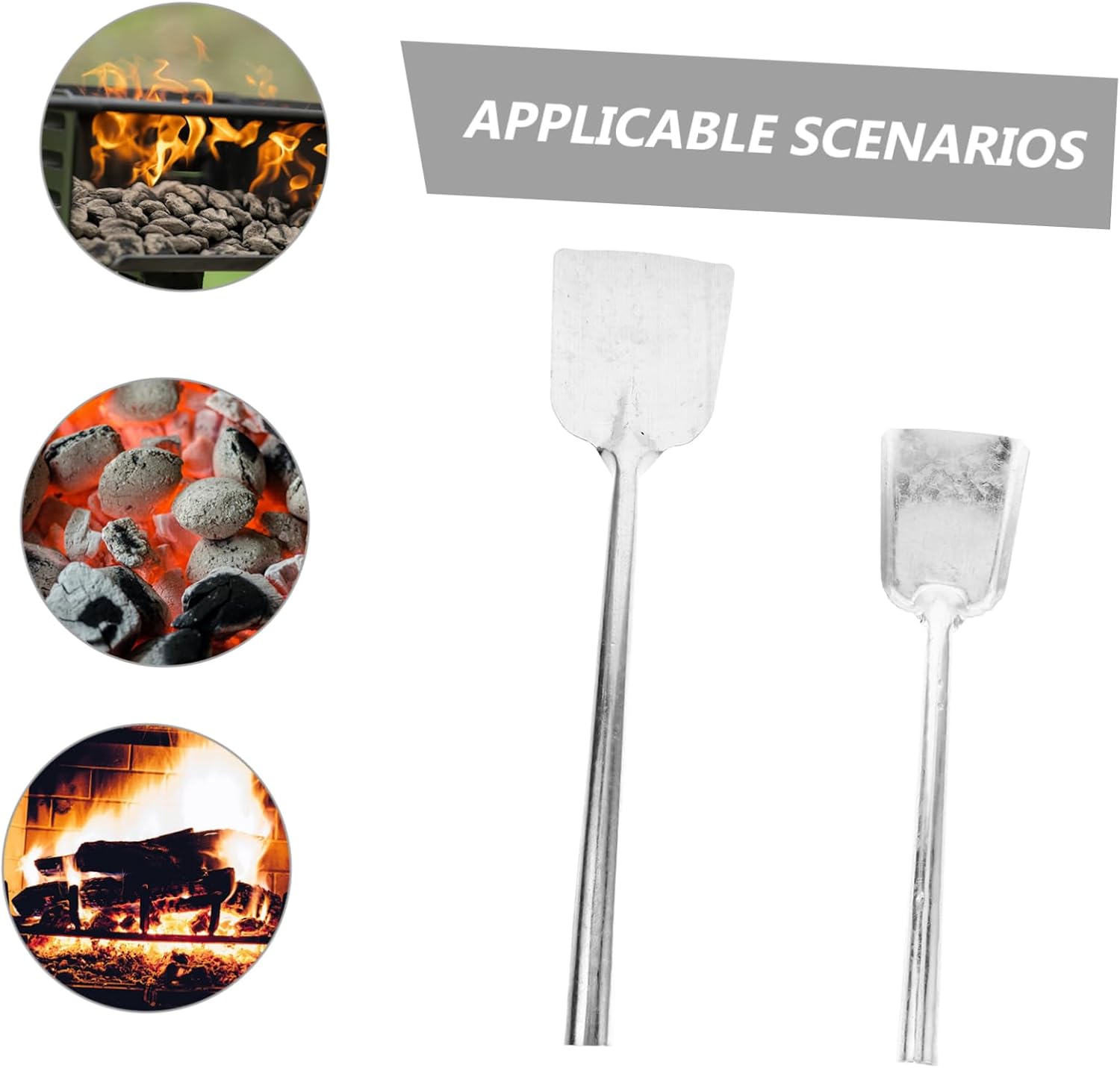 Garneck 2pcs Metal Fire Place Coal Shovel Ash Scoop Robust Garden Tool for Home Easy Storage Multiple