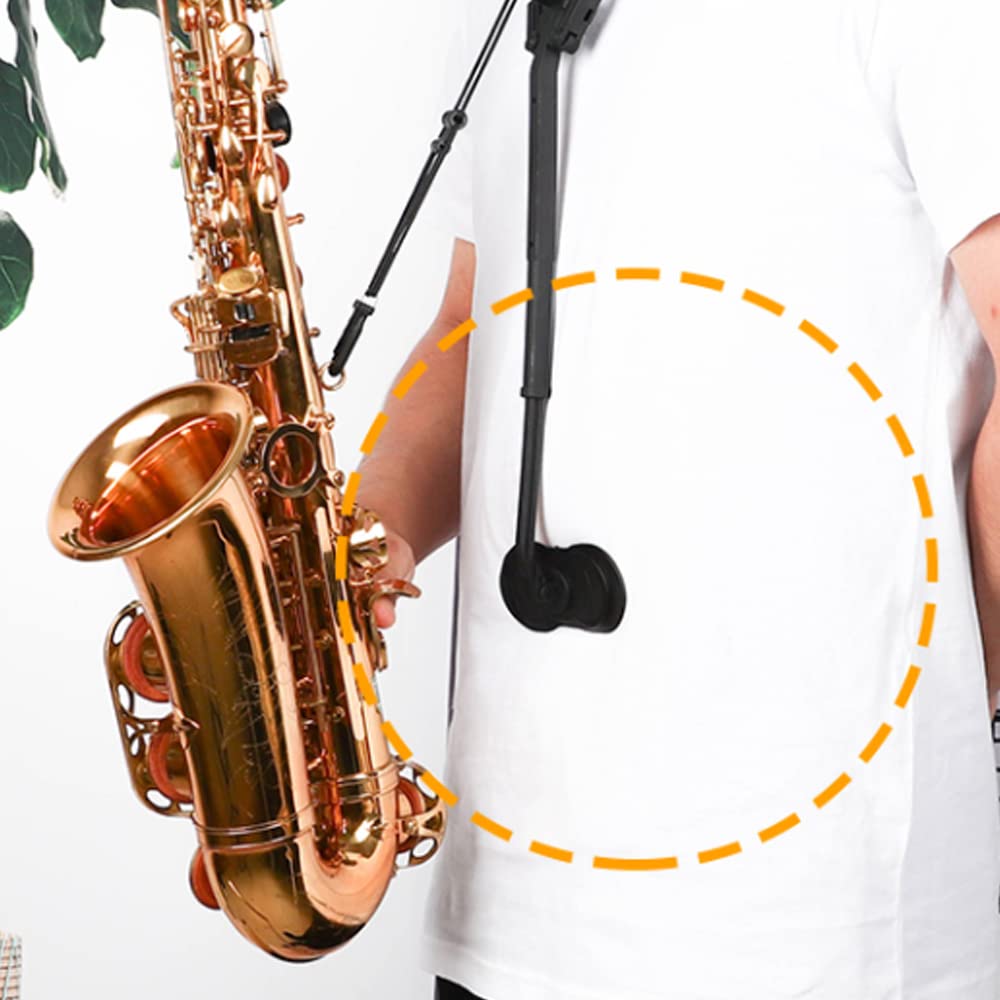 Genérico Saxofon Arnés de Hombro - Comoda y Ajustable Saxofones Bandolera con Ganchos Metálicos y Acolchado Suave Apto para Tenor/Alto/Soprano，Regalos para Niño Adultos Hombre y Mujer, Negro