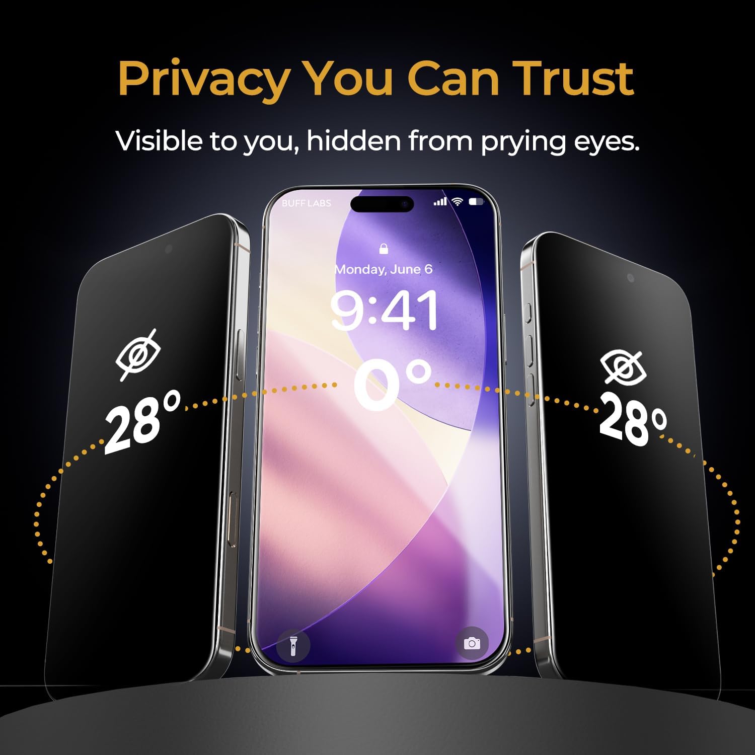 BUFF LABS 2-Pack Privacy Screen Protector for iPhone Air [6.5”] Anti-Spy Tempered Glass with Auto-Alignment Kit - Confidential Filter, Bubble-Free, Case-Friendly