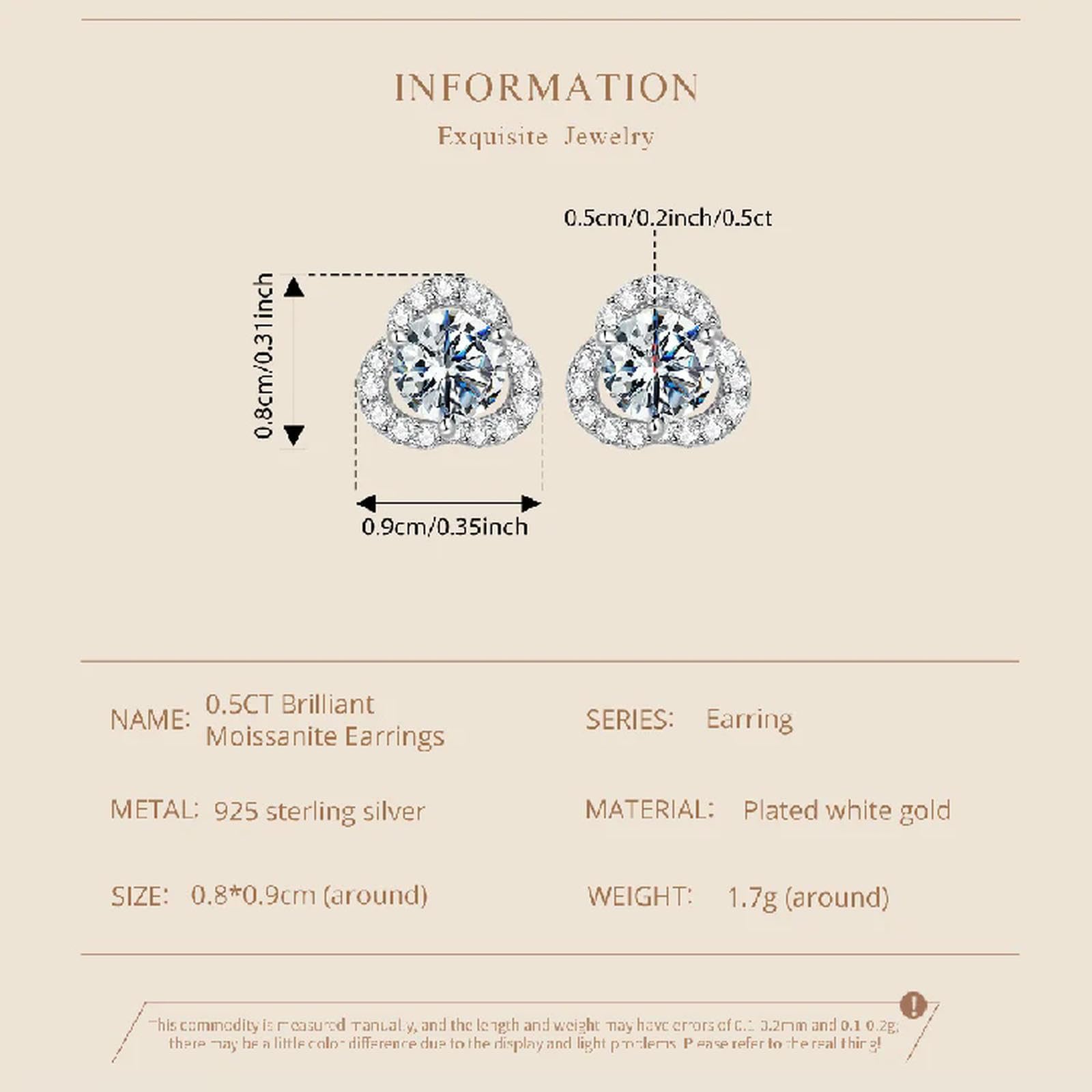 Pendientes De Moissanita Brillante De 0,5 Quilates Con Forma De Flor De Trébol, Diamantes Vvs1 Creados En Laboratorio, Originales Para Mujer, Joyería Fina.