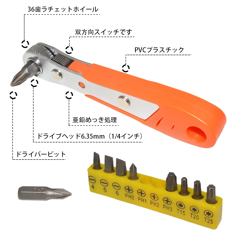 Amazon | Kigauru 極薄ラチェットドライバー 直角ドライバー