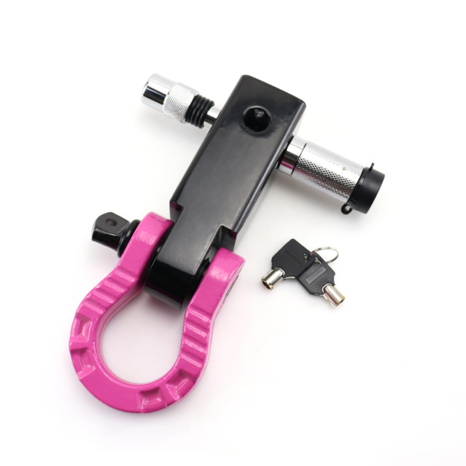 Antivol D'attelage avec Clés Résistant à la Antivol Remorque avec Clé Anti-Vol Verrou d’attelage Anneau pour Stationnement , Blk Arm - 8T Pink