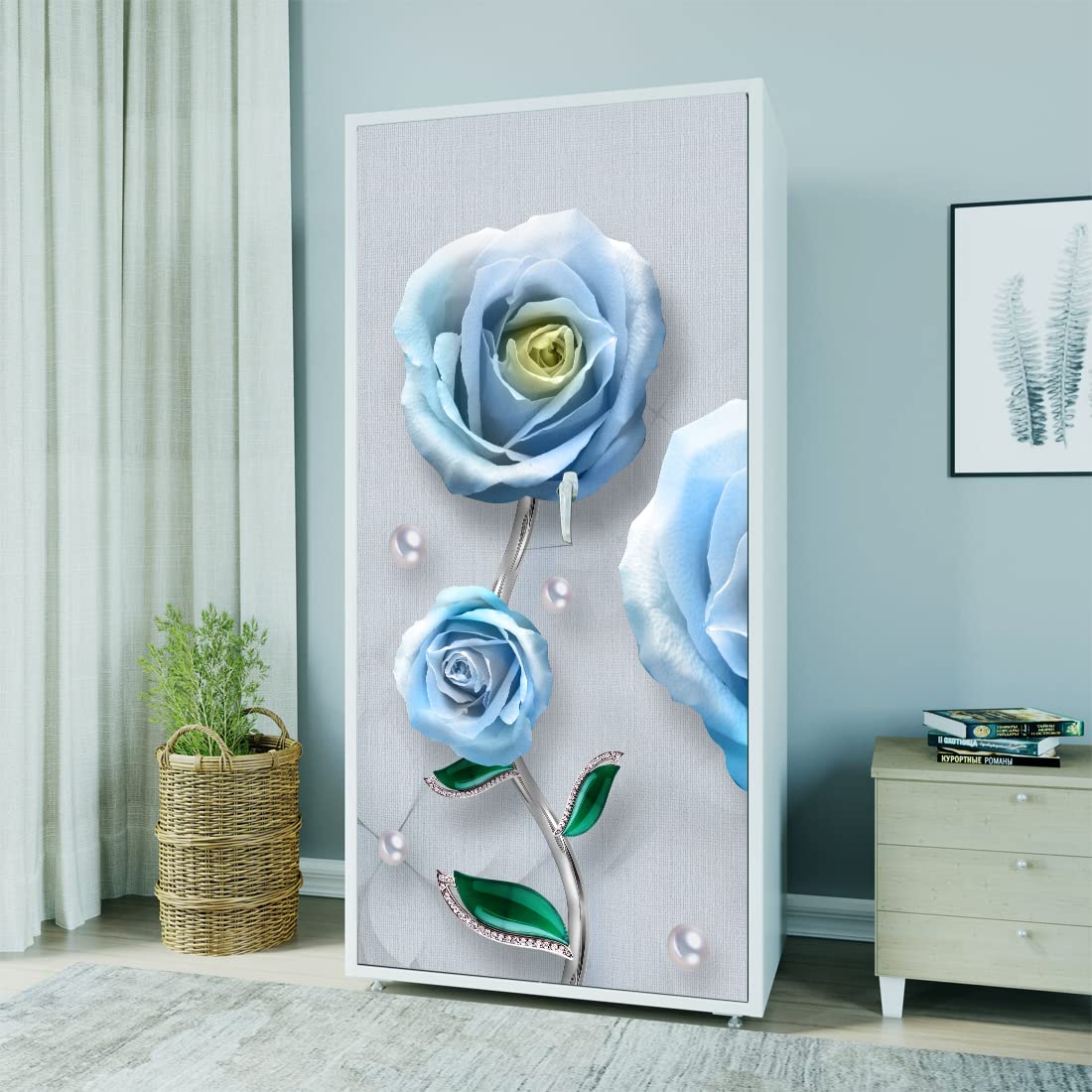 WallDaddy Self Adhesive Almirah Stickers, Wall Stickers, Decorative Sticker Wallpaper for Home Wardrobe Doors (Neela Gulab Almirah) PVC Vinyl Size Large (39 x 84 Inch) (B09W1CZPGY) Amazon Price History, Amazon Price Tracker