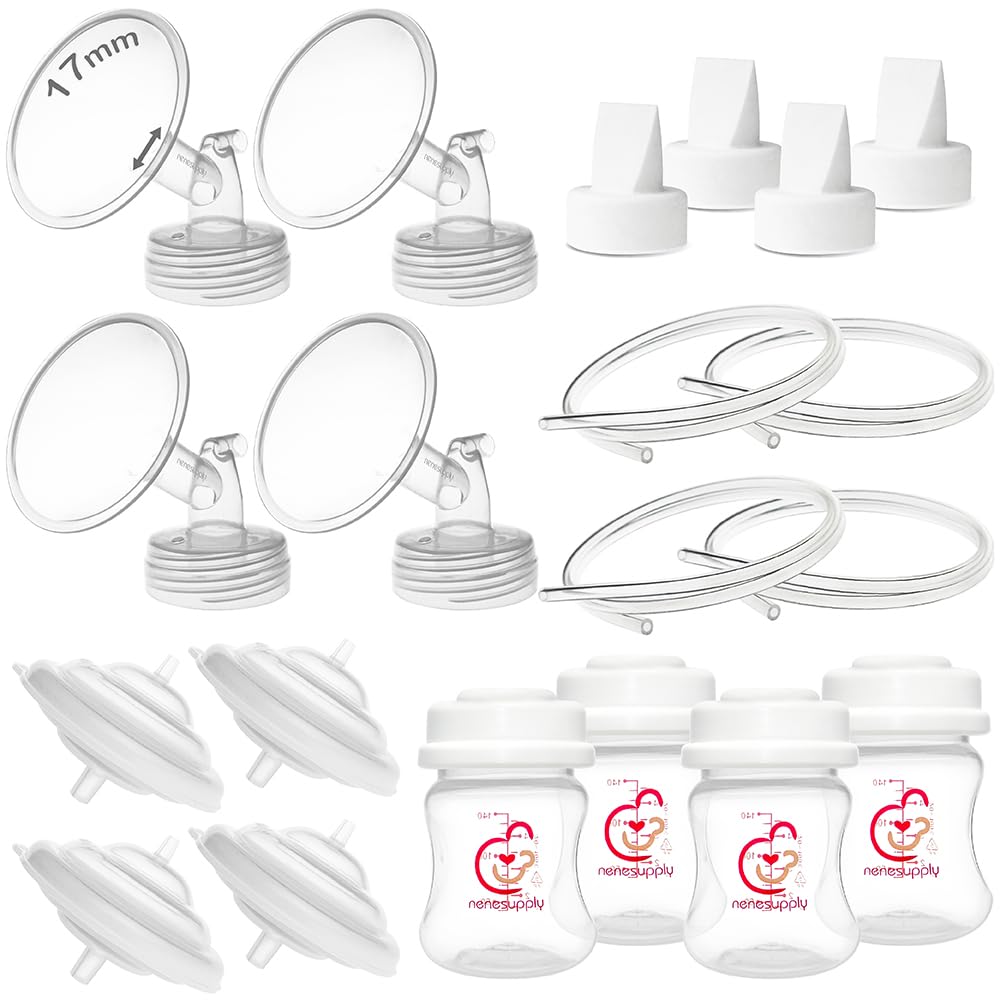 Nenesupply Pump Parts Compatible with Spectra S2 S1 9 Plus Breast Pump to Replace Spectra Pump Parts S2 Accessories Flange 17mm Duckbill Valve Tubing