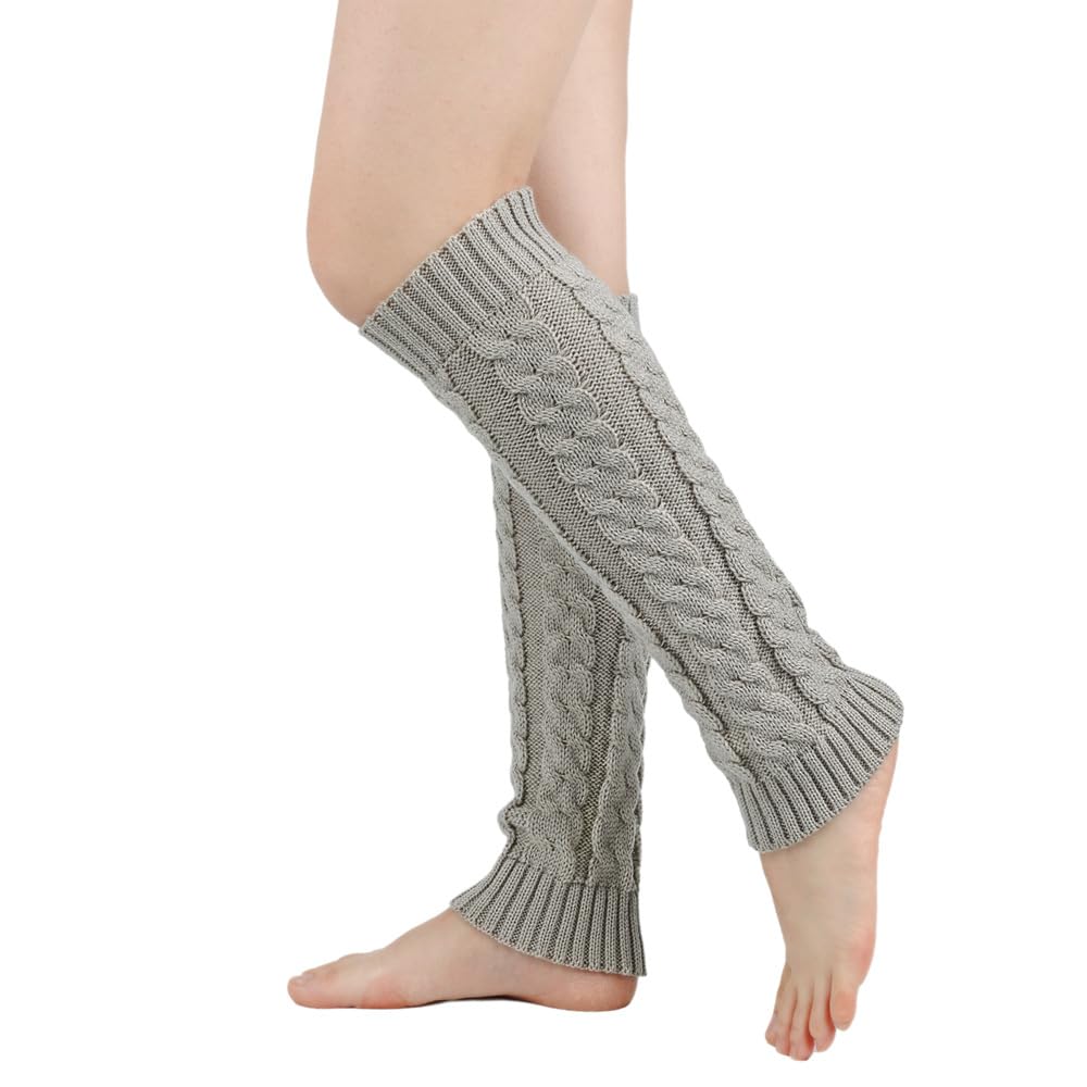 1 Pair Knit Winter Thermal Warm Leg Warmers-Long Socks Boot Cuffs Topper Legging Pads For Women Lady Girls Best Xmas Gift (Light Grey)