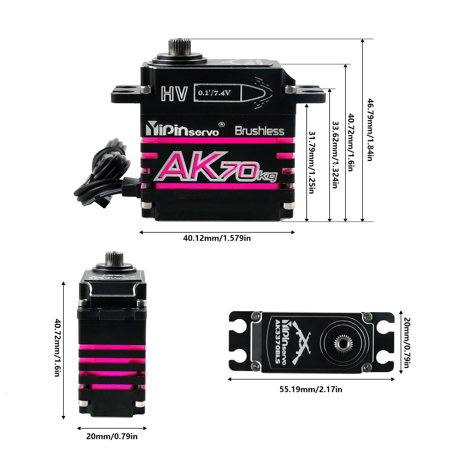 Servo digitale ad alta coppia da 70 kg con ingranaggi in metallo pieno motore brushless IP67 Servo di codifica magnetica a 180 gradi per robot aeromobili auto
