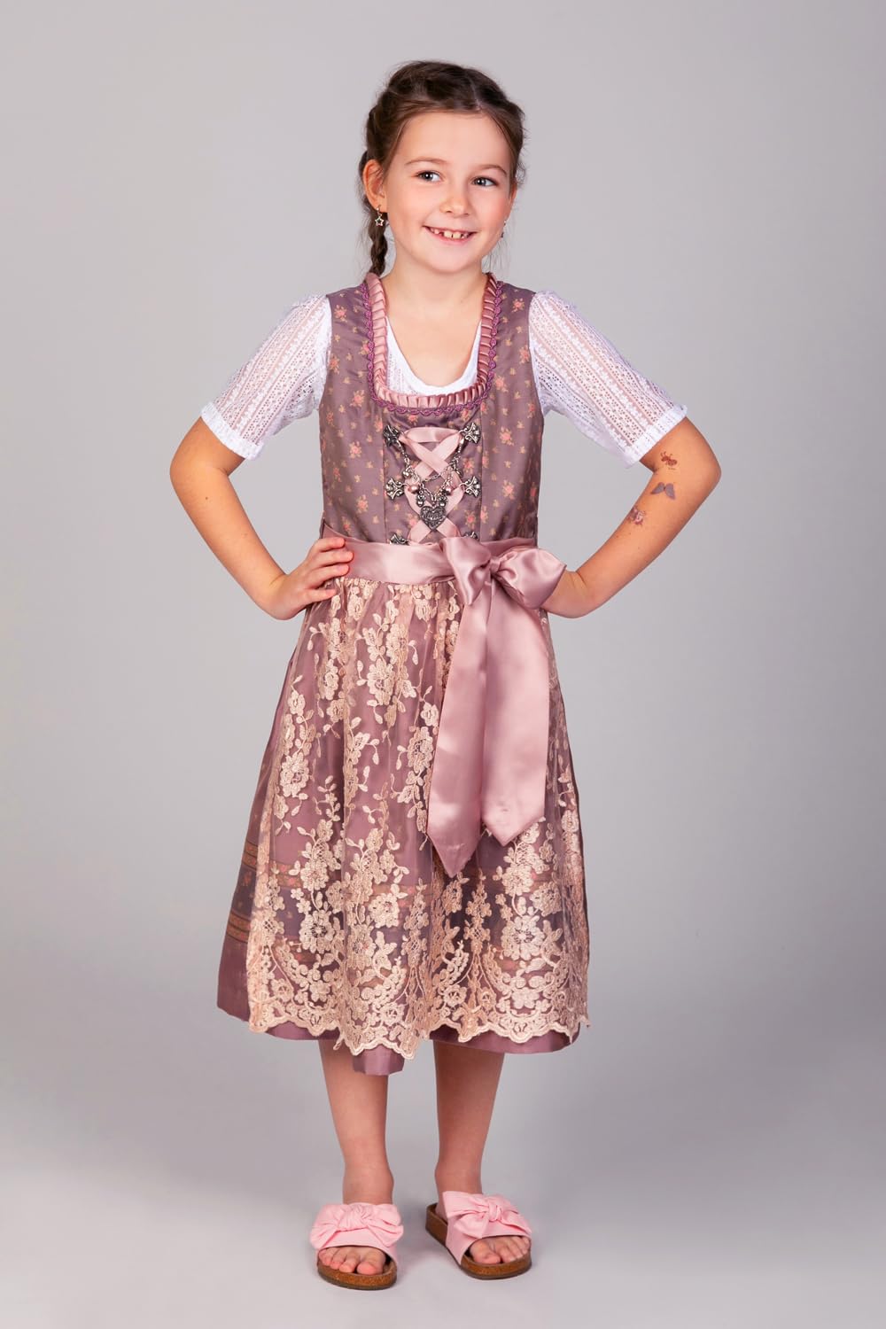 Edelnice Trachtenmode Kinder Dirndl Madeleine 3-TLG. inkl. Bluse, Schürze und Charivari