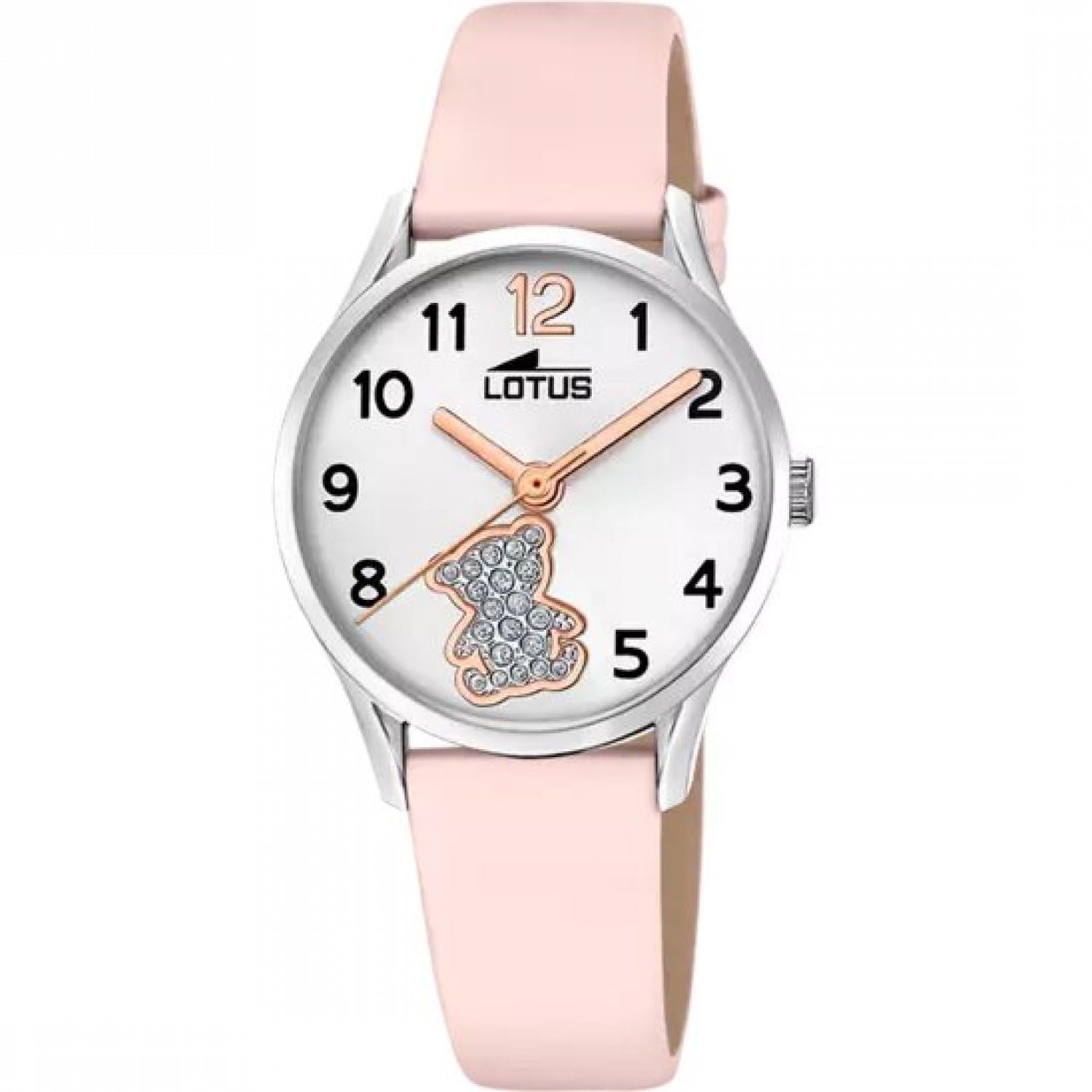 Lotus Mädchenuhr Analog aus Edelstahl und Leder Rosa