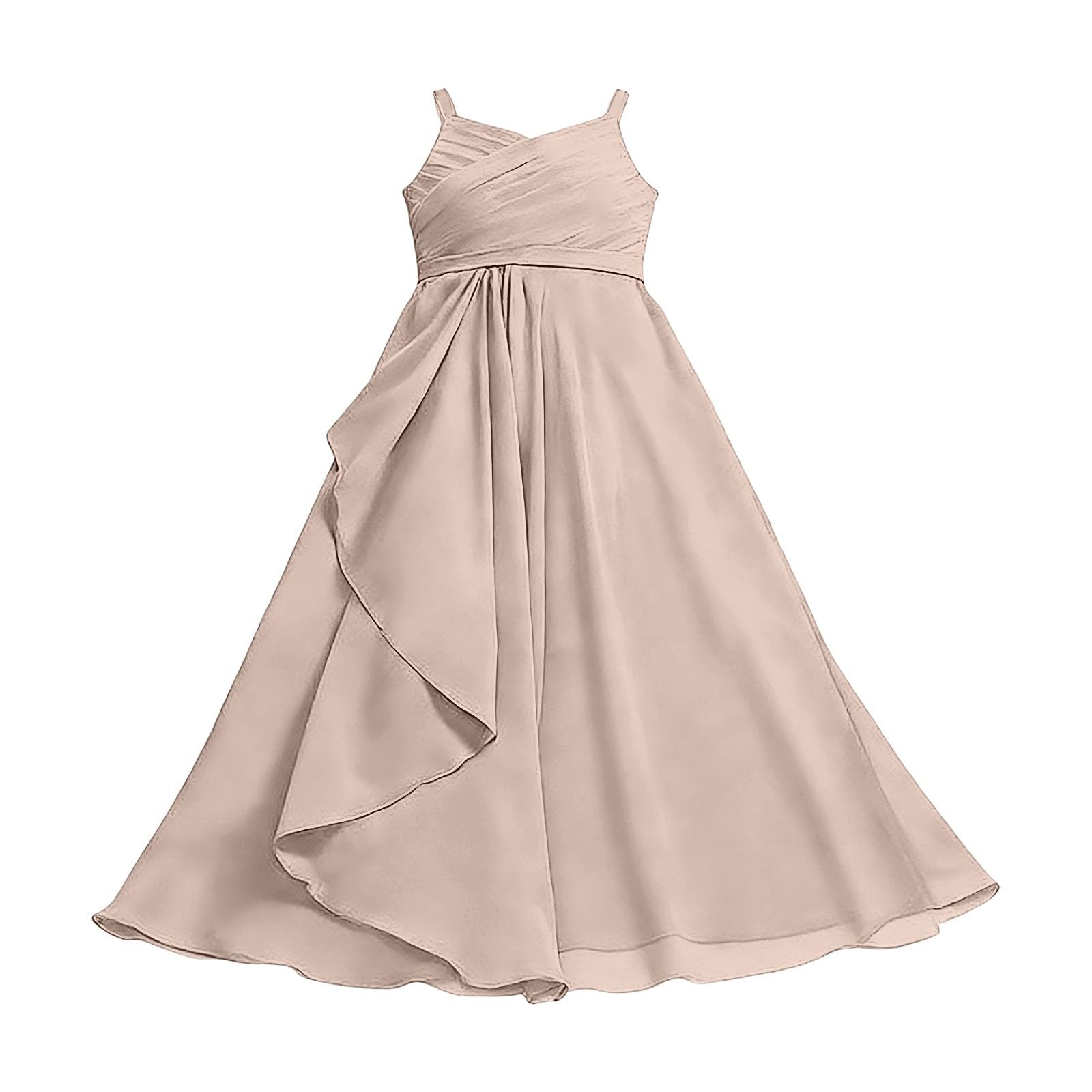 Generico Abito Lungo in Chiffon per Ragazze Eleganti Modello Fluido Senza rilievi Perfetto per Cerimonie Damigelle Junior e Eventi Speciali